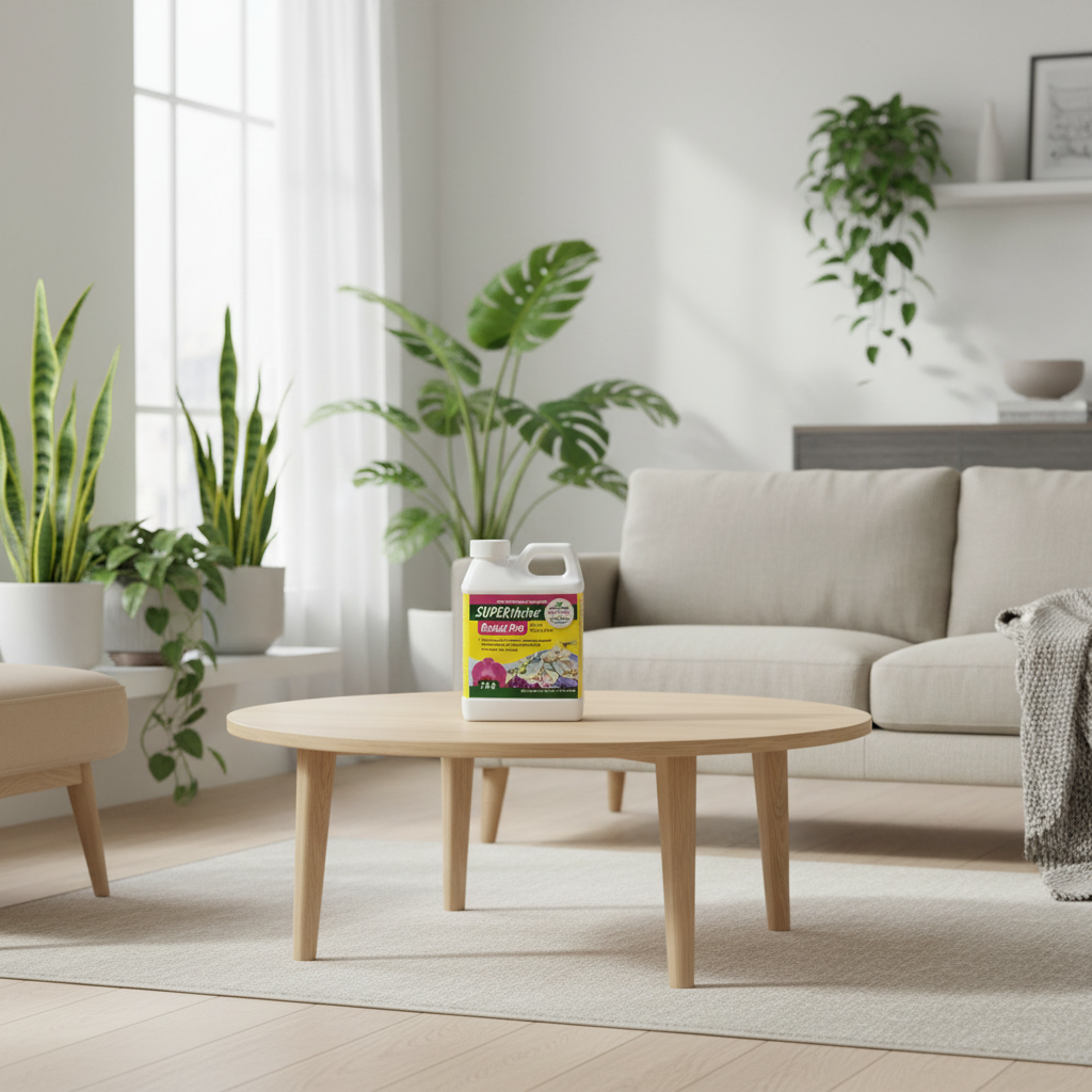 SUPERthrive Orchid-Pro - Living room moderno con sofá y plantas